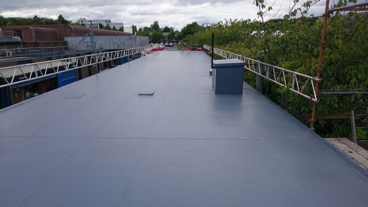 Newly installed single ply roof system